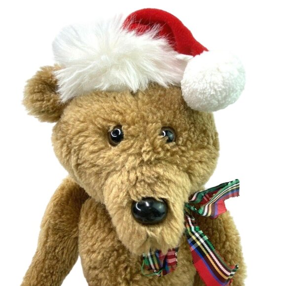 Vintage Hallmark 1984 Beau Bear Teddy Plush 14" Scruffy Christmas Santa Hat - Picture 1 of 8